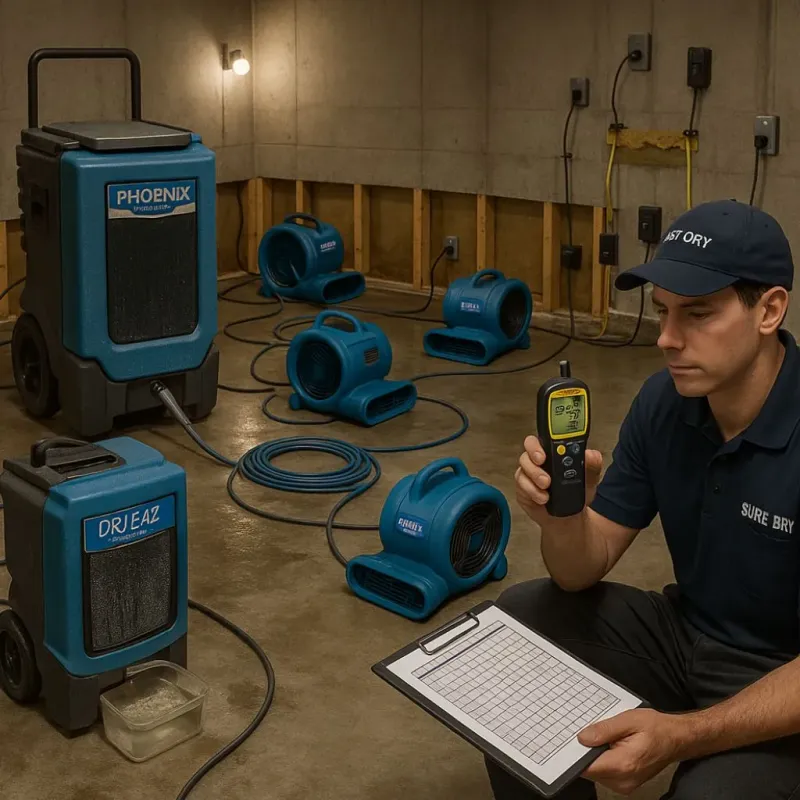Structural Drying and Dehumidification process in Boulder Hill, IL